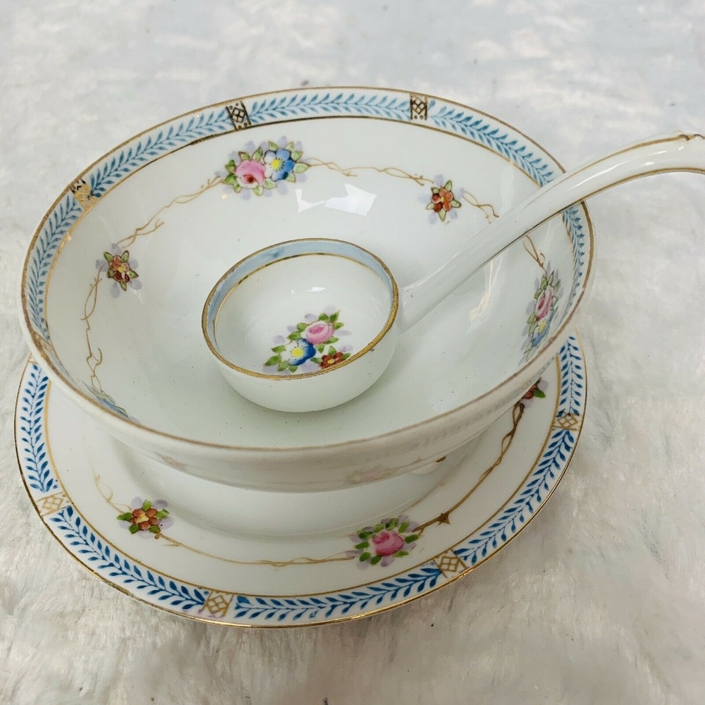❌SOLD❌Nippon Footed Soup Bowl Spoon Plate Vintage - Picture 2 of 8